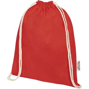 Oregon 140 g/m2 GRS recycled cotton drawstring bag, Red (Backpacks)