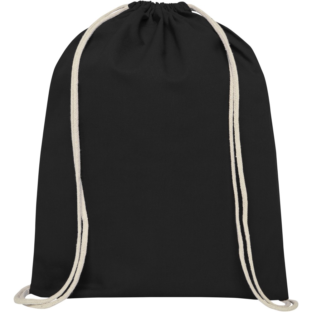 Printed Oregon cotton drawstring backpack, solid black (Backpacks)