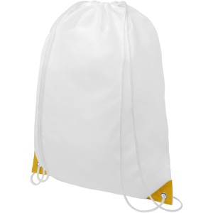 Oriole drawstring backpack with coloured corners, White, Yellow (Backpacks)