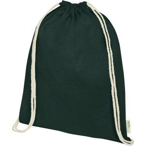 Orissa 140 g/m2 GOTS organic cotton drawstring backpack 5L, Dark green (Backpacks)