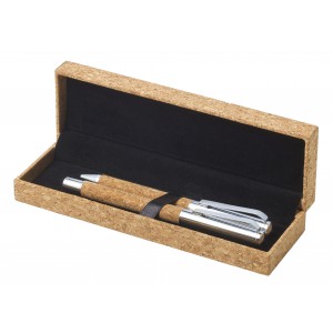 Cork writing set Elmer, brown