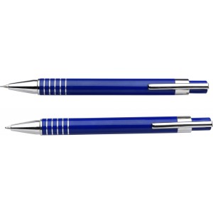 Aluminium writing set Yolanda, cobalt blue (Pen sets)