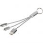Metal 3-in-1 charging cable with keychain, Silver