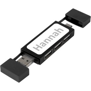 Mulan dual USB 2.0 hub, Solid black (Eletronics cables, adapters)