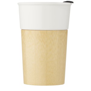 Pereira 320 ml porcelain mug with bamboo outer wall, Off whi (Glasses)