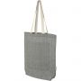 Pheebs 150 g/m2 recycled cotton tote bag with front pocket 9L, Heather black