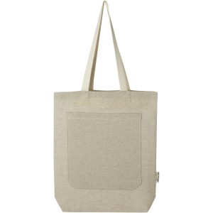 Pheebs 150 g/m2 recycled cotton tote bag with front pocket 9L, Heather natural (cotton bag)