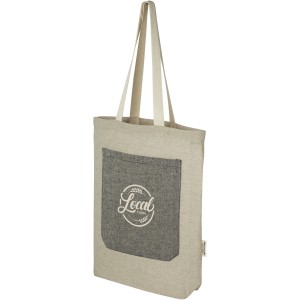 Pheebs 150 g/m2 recycled cotton tote bag with front pocket 9L, Natural, Heather black (cotton bag)