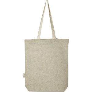 Pheebs 150 g/m2 recycled cotton tote bag with front pocket 9L, Natural, Heather black (cotton bag)