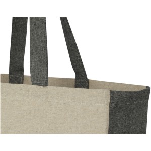 Pheebs 190 g/m2 recycled cotton gusset tote bag with contrast sides 18L, Heather natural, Heather bl (cotton bag)