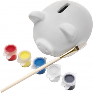 Plaster piggy bank Monika, white (Games)