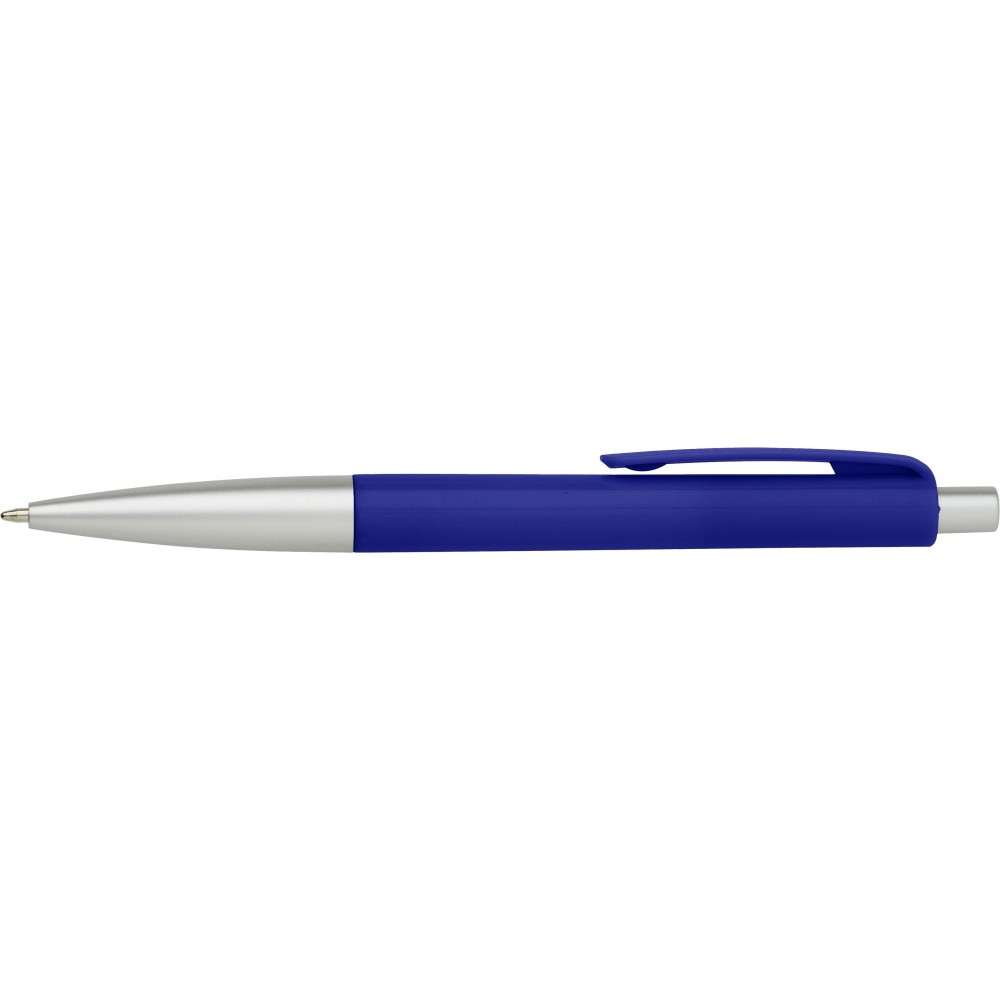 Printed Plastic ballpen with blue ink., blue (Plastic pen)