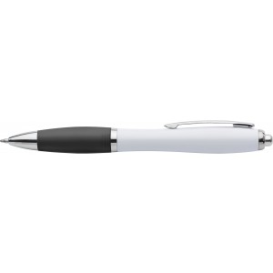 Plastic ballpen with coloured rubber grip, blue ink, black (Plastic pen)