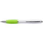 Plastic ballpen with coloured rubber grip, blue ink, lime (3018-19CD)