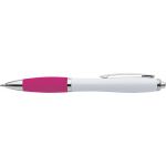 Plastic ballpen with coloured rubber grip, blue ink, pink (3018-17CD)