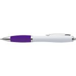 Plastic ballpen with coloured rubber grip, blue ink, purple (3018-24CD)