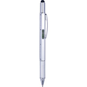 ABS 5-in-1 ballpen Giuliana, silver (Multi-colored, multi-functional pen)