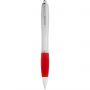 Nash ballpoint pen with coloured grip, Silver,Red