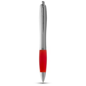 Nash ballpoint pen with silver barrel with coloured grip, Silver,Red (Plastic pen)
