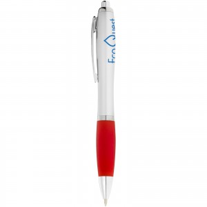 Nash ballpoint pen with silver barrel with coloured grip, Silver,Red (Plastic pen)