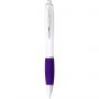 Nash ballpoint pen with white barrel and coloured grip, White,Purple