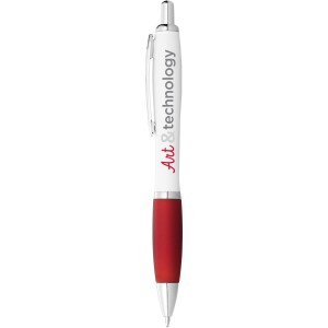 Nash ballpoint pen with white barrel and coloured grip, White,Red (Plastic pen)