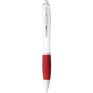 Nash ballpoint pen with white barrel and coloured grip, White,Red (Plastic pen)