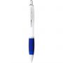Nash ballpoint pen with white barrel and coloured grip, White,Royal blue