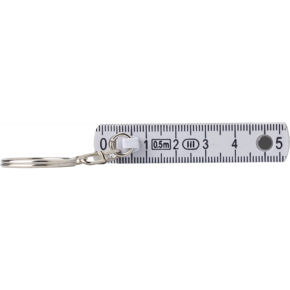 Printed Plastic foldable ruler, white (Keychains)