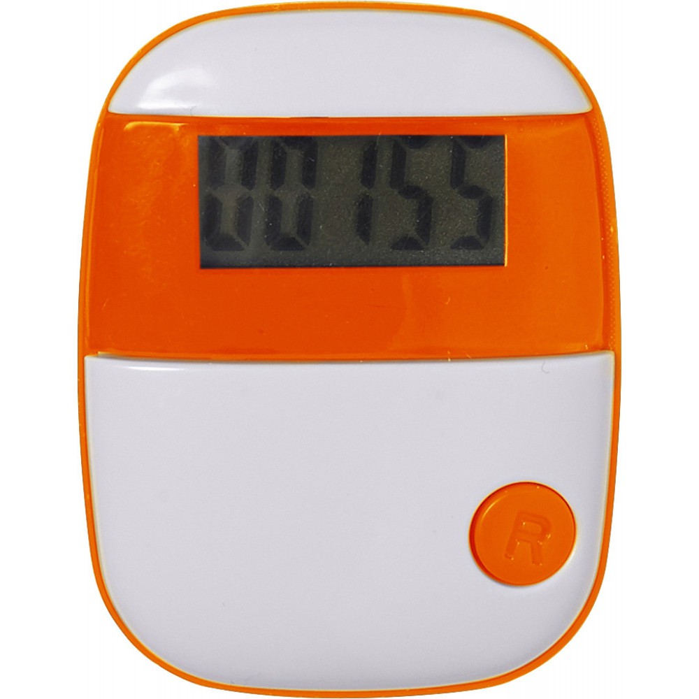 Printed Plastic pedometer with a step counter., orange (Sports equipment)