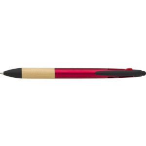 ABS 3 colour ink ballpen Malachi, red (Plastic pen)