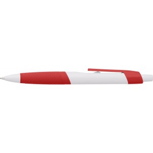 ABS ballpen with rubber grip Devon, red (Plastic pen)