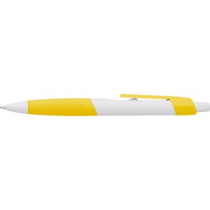 ABS ballpen with rubber grip Devon, yellow (Plastic pen)