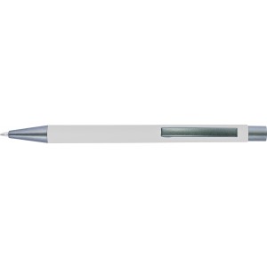 Aluminium ballpen Emmett, white (Plastic pen)