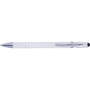 Aluminium ballpen Primo, white (Plastic pen)