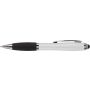 Ballpen with black rubber grip and stylus, white