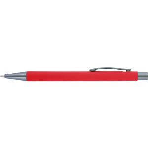 Ballpen with rubber finish, red (Plastic pen)