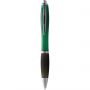 Nash ballpoint pen with coloured barrel and black grip, Green, solid black