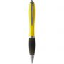 Nash ballpoint pen with coloured barrel and black grip, Yellow, solid black