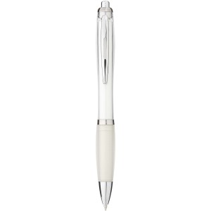 Nash ballpoint pen with coloured barrel and grip, Transparent white