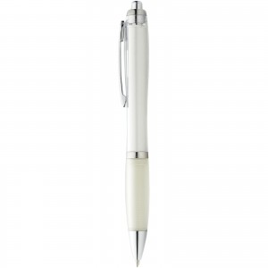 Nash ballpoint pen with coloured barrel and grip, White (Plastic pen)