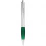 Nash ballpoint pen with coloured grip, Green,Silver