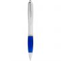 Nash ballpoint pen with coloured grip, Silver,Royal blue