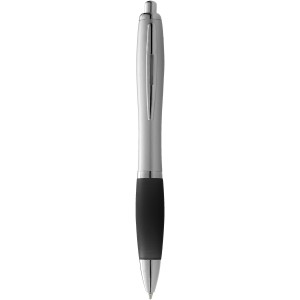 Nash ballpoint pen with coloured grip, Silver, solid black (Plastic pen)