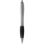 Nash ballpoint pen with coloured grip, Silver, solid black