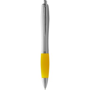 Nash ballpoint pen with coloured grip, Silver,Yellow (Plastic pen)