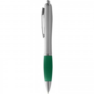 Nash ballpoint pen with silver barrel with coloured grip, Green,Silver (Plastic pen)