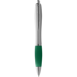 Nash ballpoint pen with silver barrel with coloured grip, Green,Silver (Plastic pen)