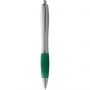 Nash ballpoint pen with silver barrel with coloured grip, Green,Silver