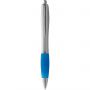 Nash ballpoint pen with silver barrel with coloured grip, Silver,aqua blue